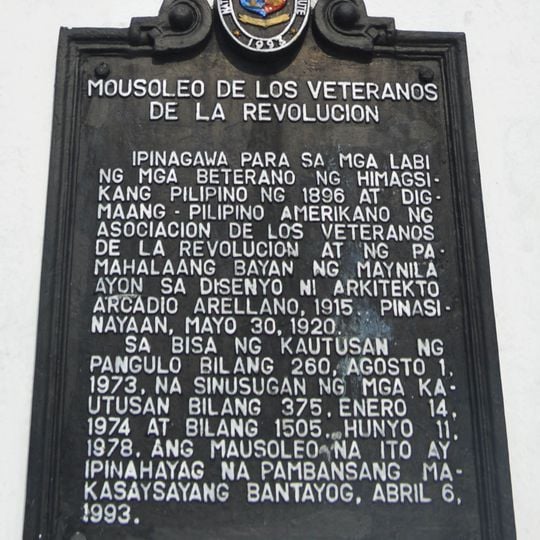 Mausoleum of the Veterans of the Revolution historical marker