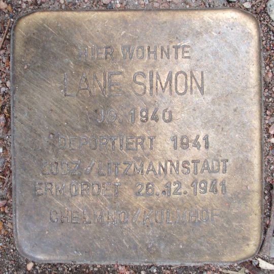 Stolperstein dedicated to Lane Simon