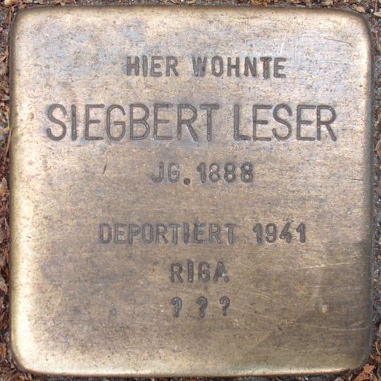Stolperstein dedicated to Siegbert Leser