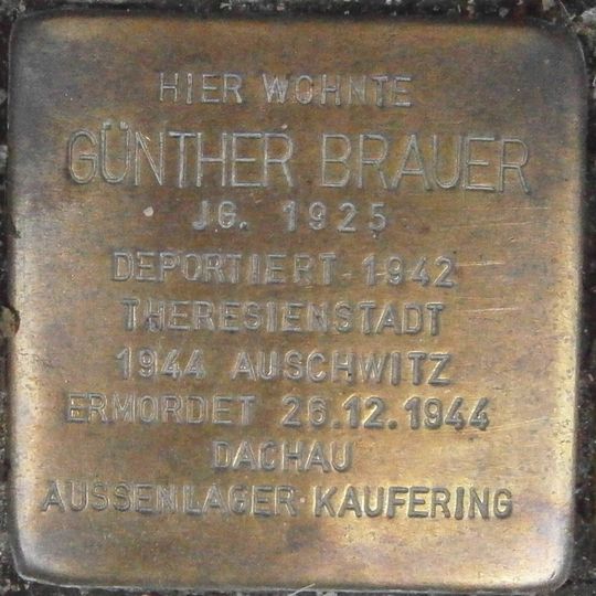 Stolperstein dedicated to Günther Brauer