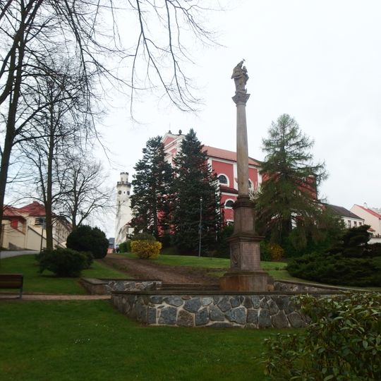 Maria column in Klášterec nad Ohří, Chomutovská, nearby the church
