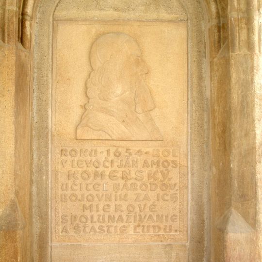 Comenius plaque, Levoča Town Hall