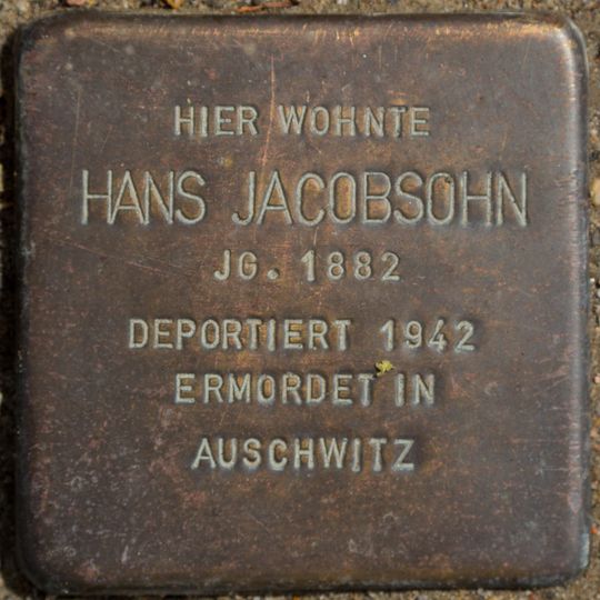 Stolperstein dedicated to Hans Jacobsohn
