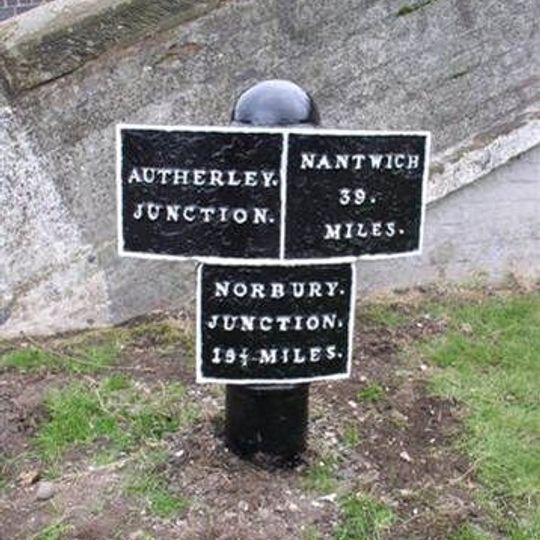 Shropshire Union Canal Mile Post Immediately To East Of Bridge, Autherley Junction