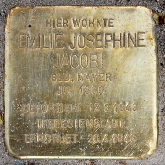 Stolperstein dedicated to Emilie Josephine Jacobi