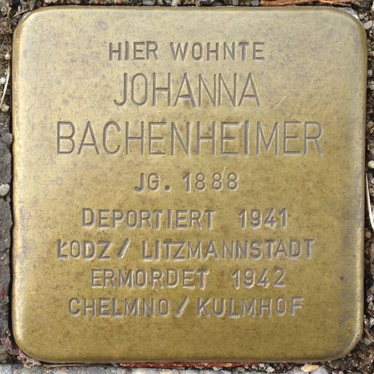 Stolperstein dedicated to Johanna Bachenheimer