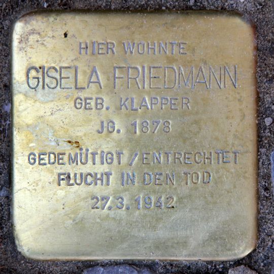 Stolperstein dedicated to Gisela Friedmann