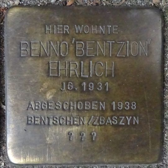 Stolperstein dedicated to Benno ‚Bentzion‘ Ehrlich