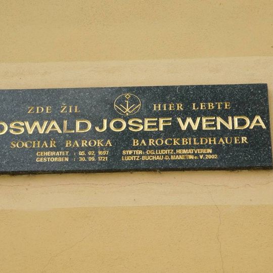 Pamětní deska Oswalda Josefa Wendy ve Žluticích