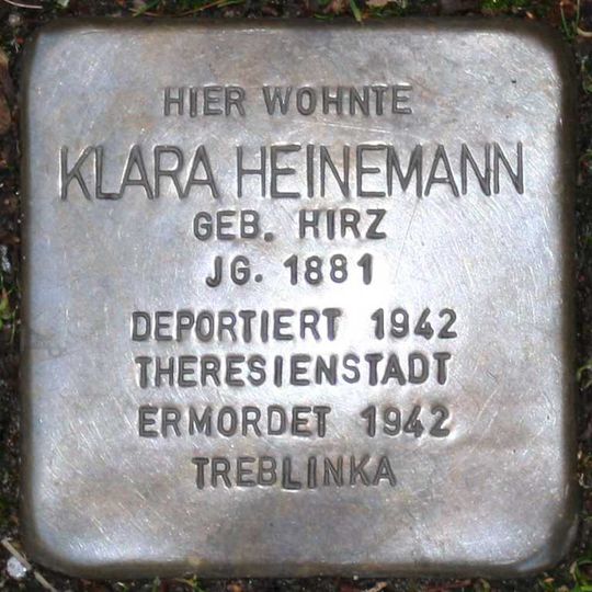 Stolperstein dedicated to Klara Heinemann