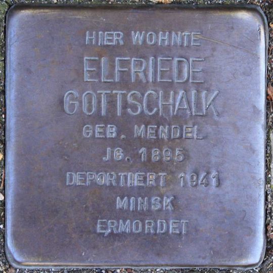 Stolperstein dedicated to Elfriede Gottschalk