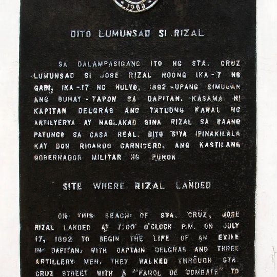 Site where Rizal Landed historical marker