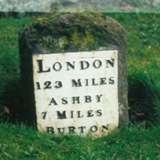 Milestone, Ashby Road East; outside No. 25, adj County Boundary