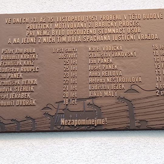 Pamětní deska obětem babického procesu