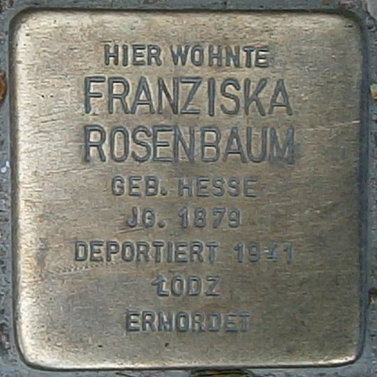 Stolperstein dedicated to Franziska Rosenbaum
