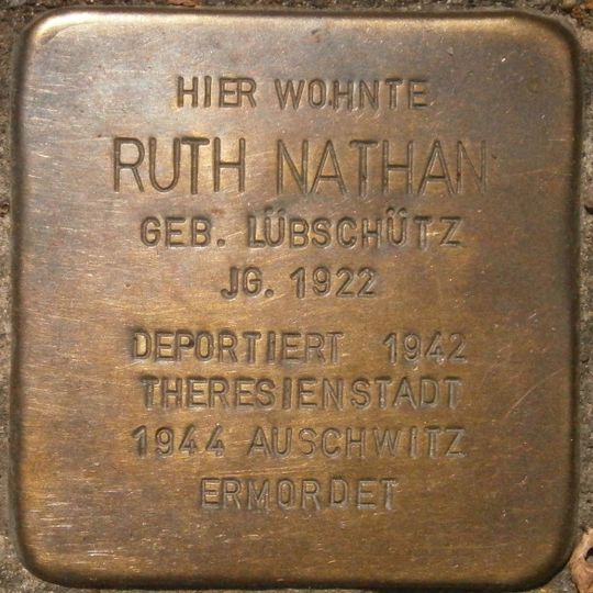 Stolperstein dedicated to Ruth Nathan