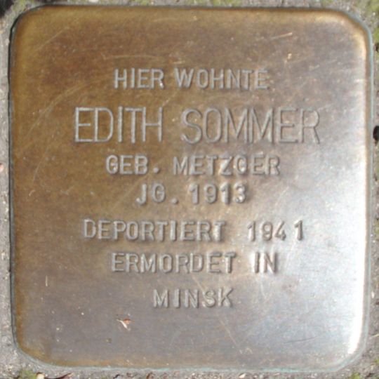 Stolperstein dedicated to Edith Sommer