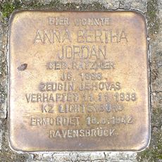 Stolperstein dedicated to Anna Bertha Jordan