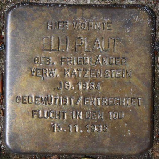 Stolperstein dedicated to Elli Plaut