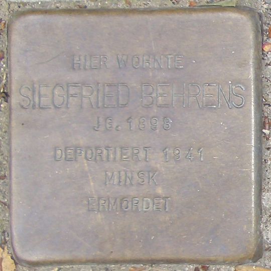 Stolperstein dedicated to Siegfried Behrens
