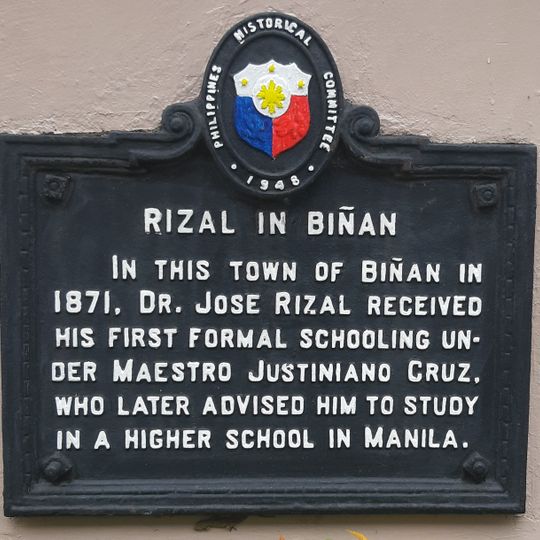Rizal in Biñan historical marker