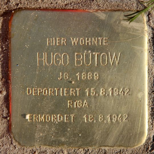 Stolperstein dedicated to Hugo Bütow