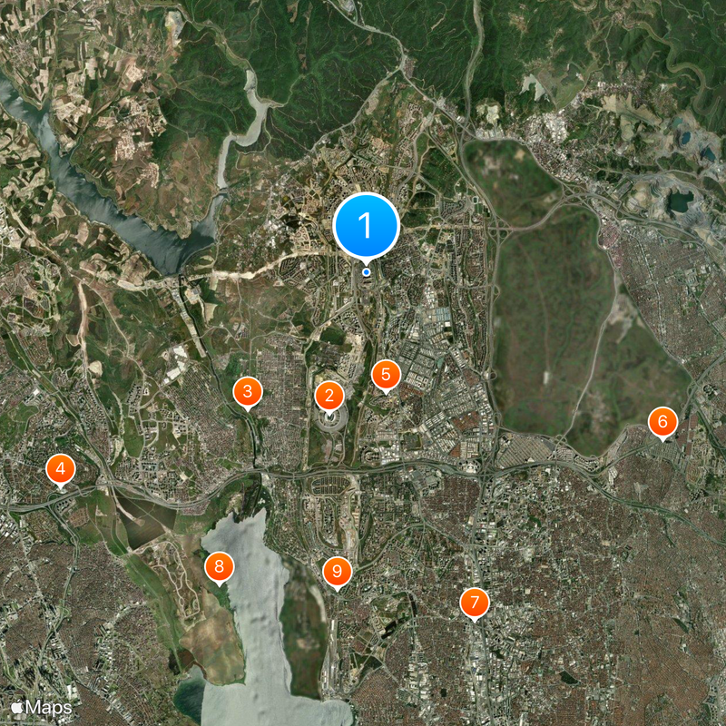 Başakşehir Çam and Sakura City Hospital Map