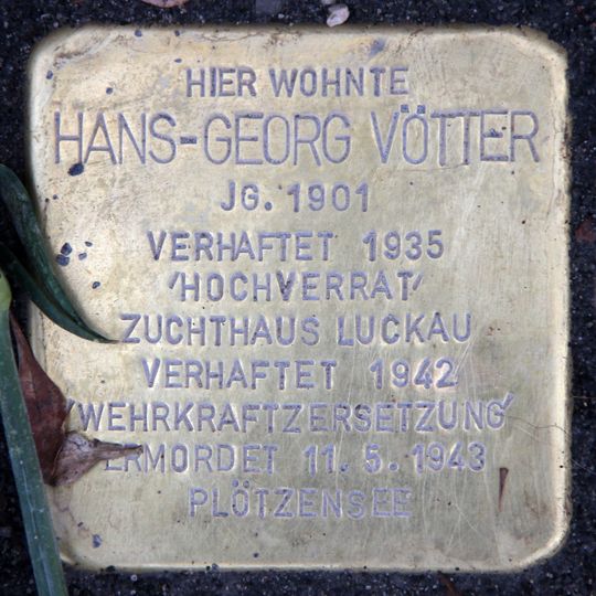 Stolperstein dedicated to Hans-Georg Vötter