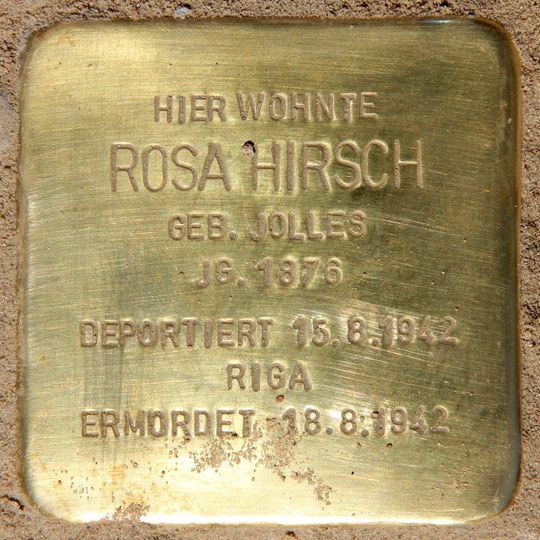 Stolperstein dedicated to Rosa Hirsch