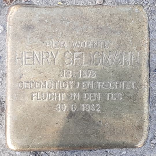 Stolperstein dedicated to Henry Seligmann
