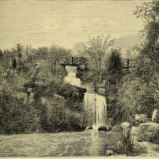 Pulhamite Cascade, Stepping Stones  And Bridge In Water Garden, Dunorlan Park