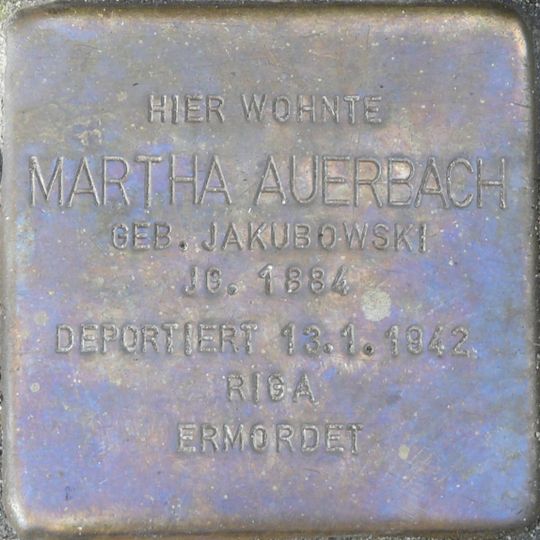 Stolperstein dedicated to Martha Auerbach
