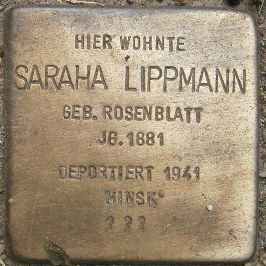 Stolperstein dedicated to Saraha Lippmann