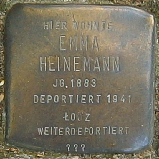 Stolperstein dedicated to Emma Heinemann