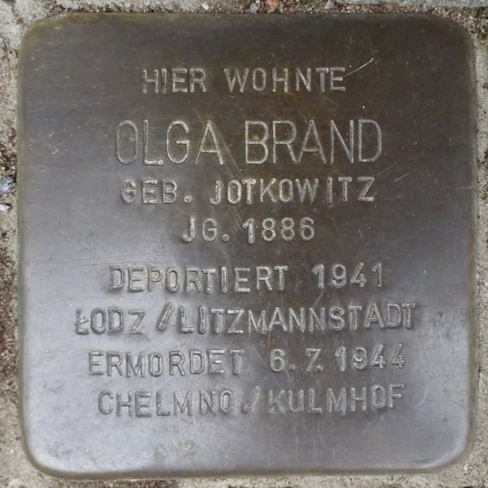 Stolperstein dedicated to Olga Brand