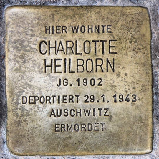 Stolperstein dedicated to Charlotte Heilborn