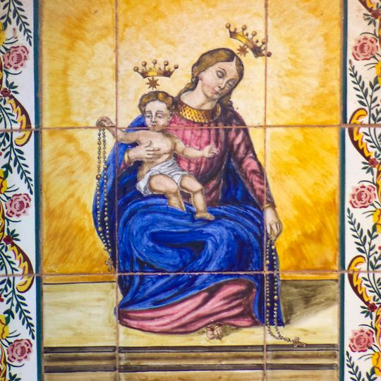 Ceramic panel of Our Lady of the Rosary