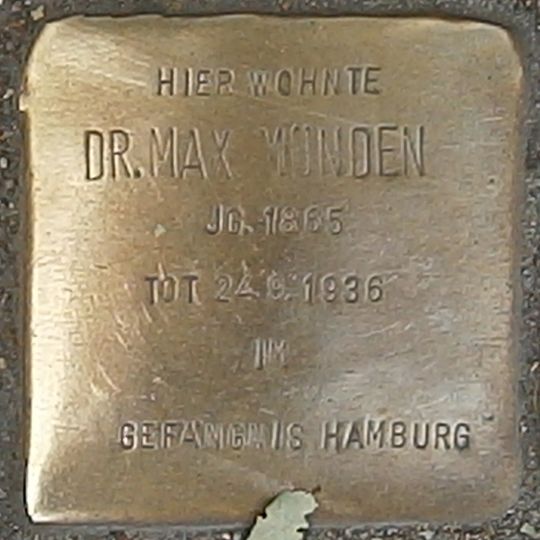 Stolperstein dedicated to Max Münden