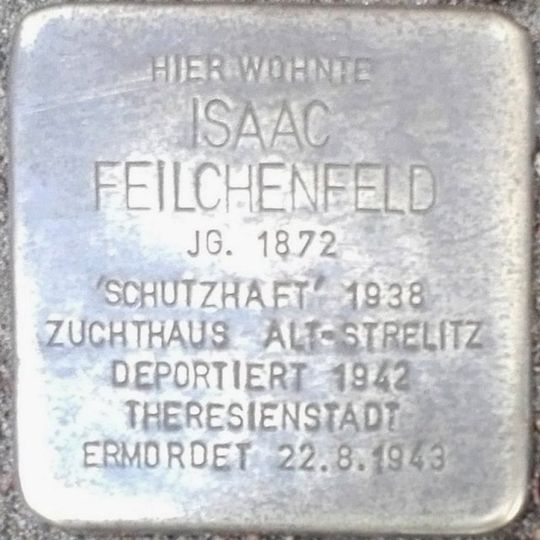 Stolperstein dedicated to Isaac Feilchenfeld