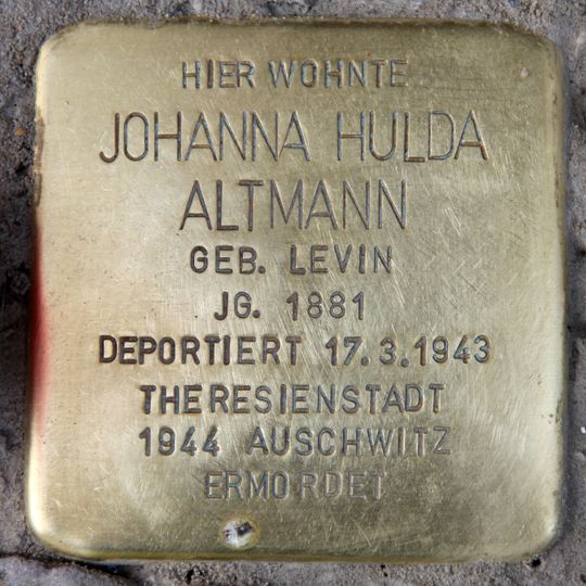 Stolperstein dedicated to Johanna Hulda Altmann