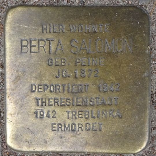 Stolperstein dedicated to Berta Salomon