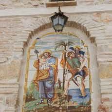 Ceramic panel of Saint Joseph and Saint Christopher