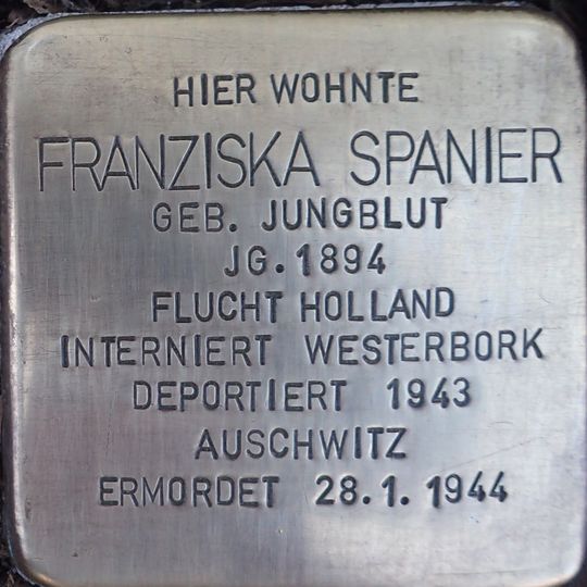 Stolperstein dedicated to Franziska Spanier