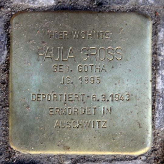Stolperstein dedicated to Paula Gross
