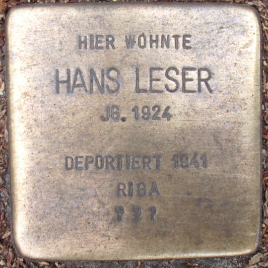 Stolperstein dedicated to Hans Leser
