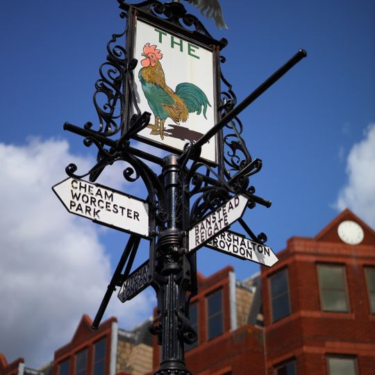 The Cock sign on Sutton High Street