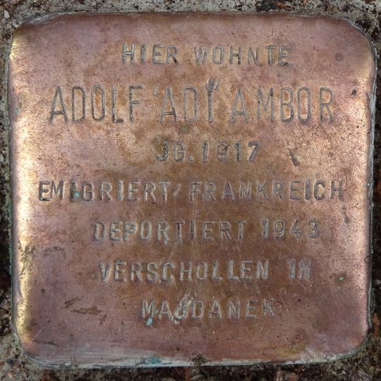 Stolperstein dedicated to Adolf ‚Adi‘ Ambor