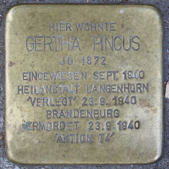 Stolperstein en memoria de Gertha Pincus