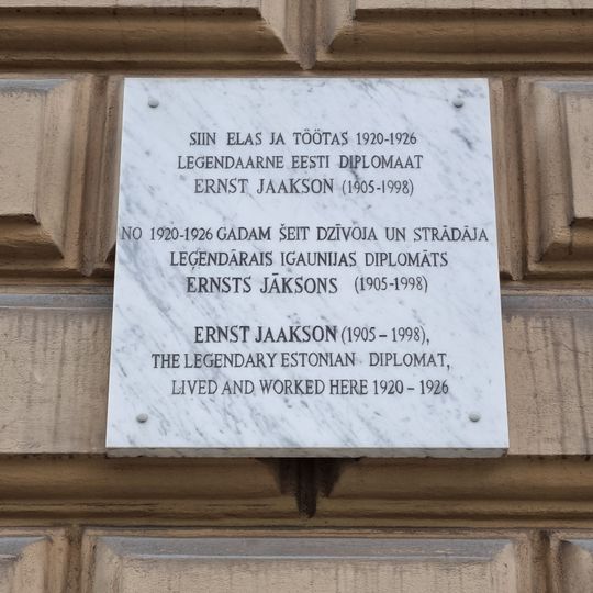 Commemorative plaque to Ernst Jaakson
