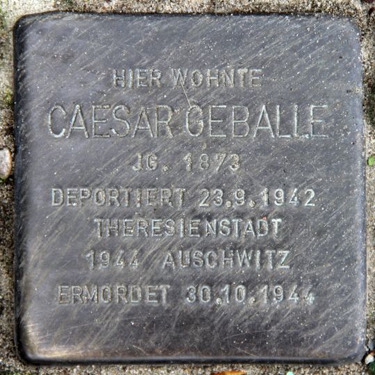 Stolperstein em memória de Prof. Cäsar Geballe